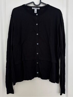 Autumn Cashmere XL Lightweight Black 100% Cotton Crewneck cardigan